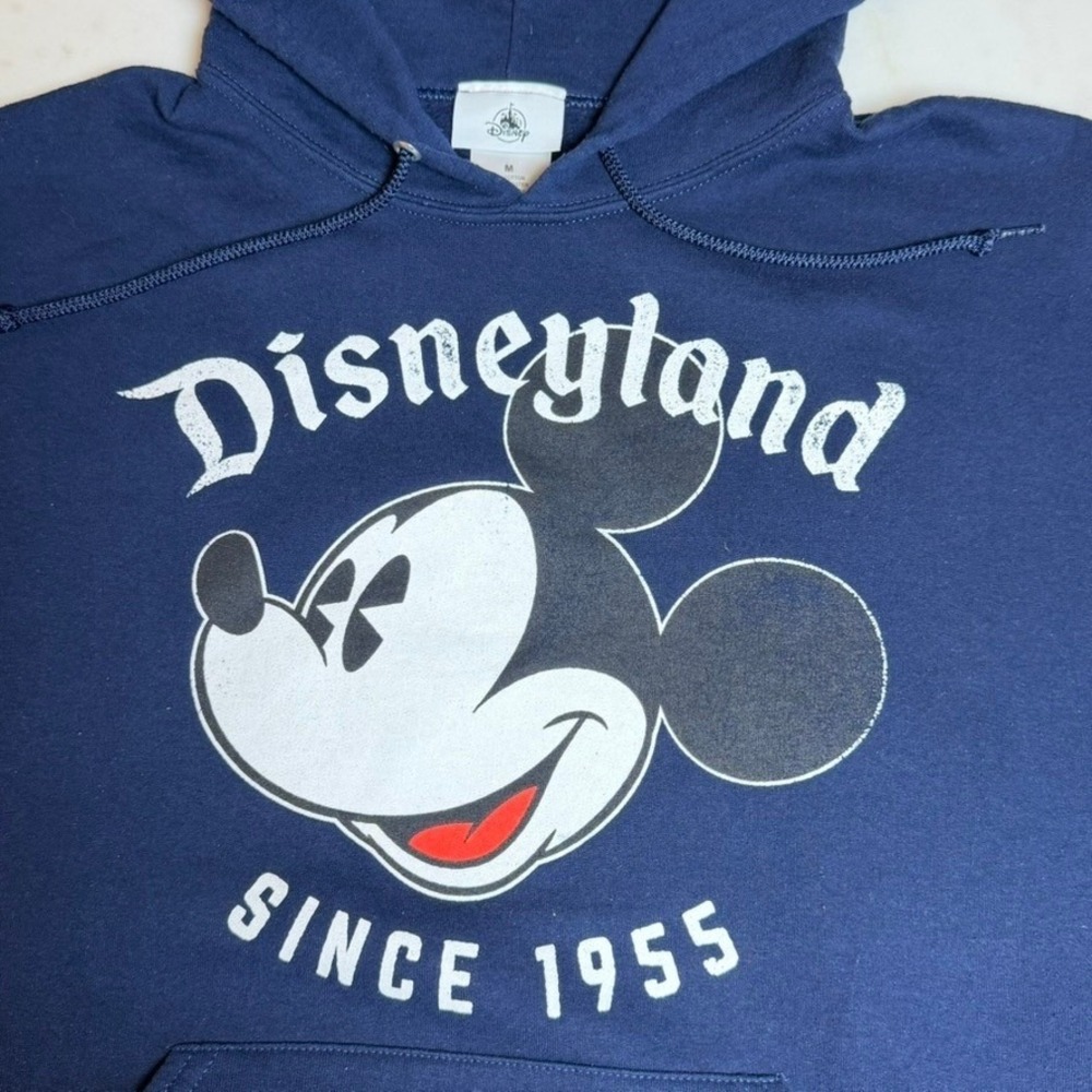 Disney Disneyland Mickey‎ Mouse Hoodie Mens Medium Navy Blue Excellent Graphic